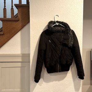 French connection women’s bomber jacket w faux fur